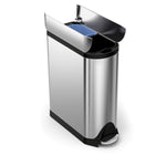Simplehuman 40L Dual Compartment Butterfly Step Can, Brushed Stainless Steel, hands-free trash and recycling sorting.